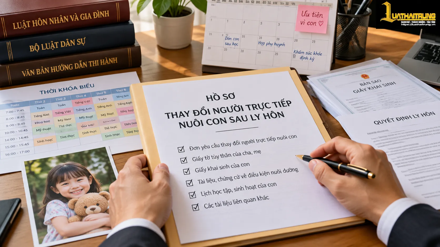 Thay đổi người trực tiếp nuôi con sau ly hôn | Luật Hải Trung